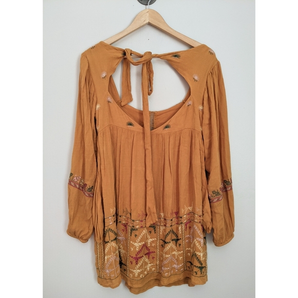 Free People Rhiannon Embroidered Mustard Mini - Picture 6 of 10